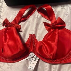 Elegant Red Satin Bra